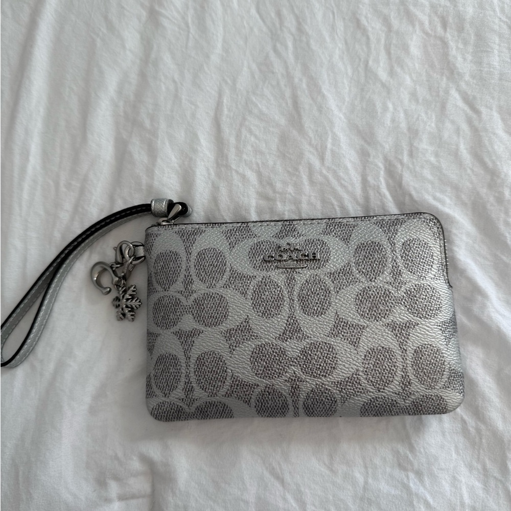 Coach Metallic Silver Wristlet